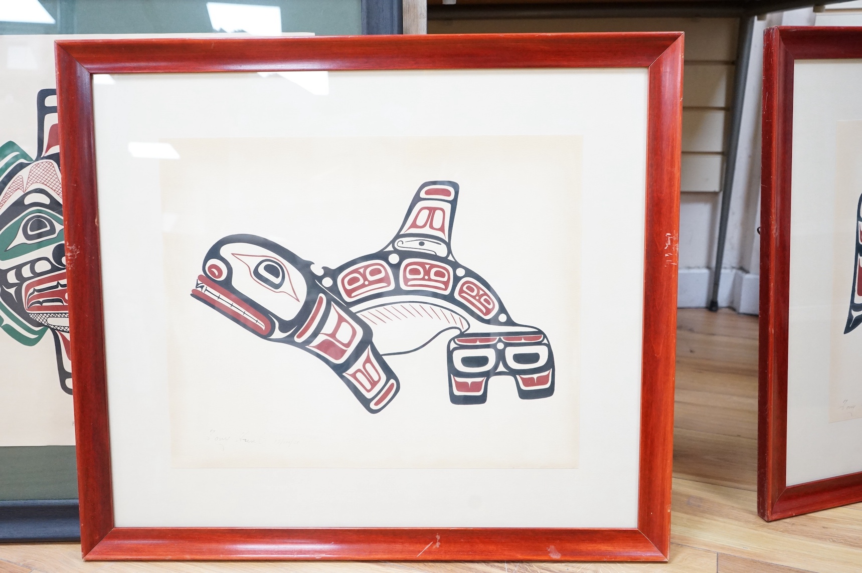 Tony Hunt (Canadian 1942-2017), five screenprints, Aboriginal designs, each signed, 39 x 50cm. Condition - fair, two unframed
